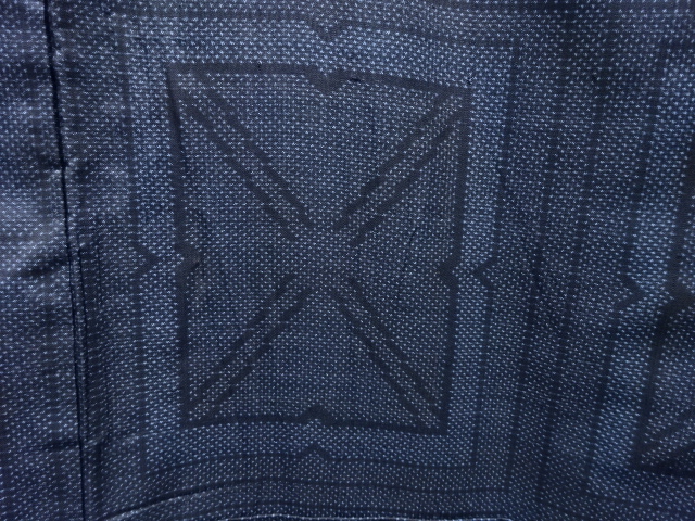 JAPANESE KIMONO / ANTIQUE KIMONO / SILK / DORO OSHIMA TSUMUGI / WOVEN ABSTRACT / 5MARUKI